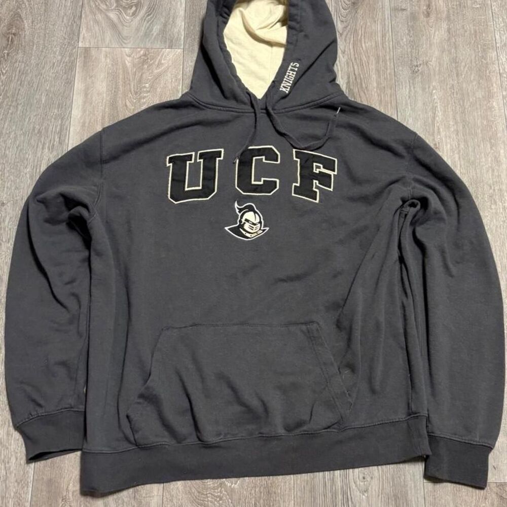 Stadium-athletic Men's Grey and Black Hoodie